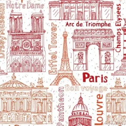 Tapeta: Paryż punkt orientacyjny ręcznie rysowane bezszwowe wektor wzór