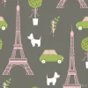 Tapeta: Paryż. wieża eiffla, pies, samochód, drzewo. wzór wektora.