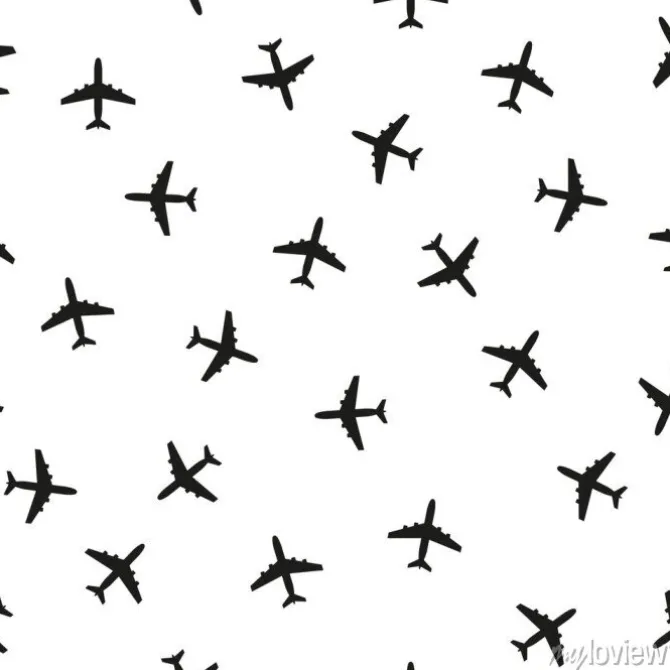 Tapeta: Płaski bezszwowy wzór odizolowywający na białym tle. tło z samolotowymi
