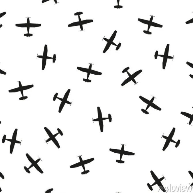 Tapeta: Płaski bezszwowy wzór odizolowywający na białym tle. samoloty