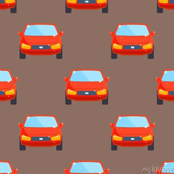 Tapeta: Płaski czerwony samochód typu pojazdu projekt sedan bez szwu