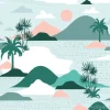 Tapeta: Pastel and sweet silhouette of palm tree,beach,mountain on modern