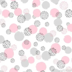 Tapeta: Pastelowe kropki i czarne kreski na białym tle