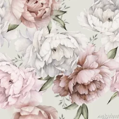 Tapeta: Pastelowe piwonie na szarym tle
