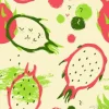 Tapeta: Pędzel grunge dragon fruit seamless pattern.