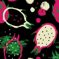 Tapeta: Pędzel grunge dragon fruit seamless pattern.