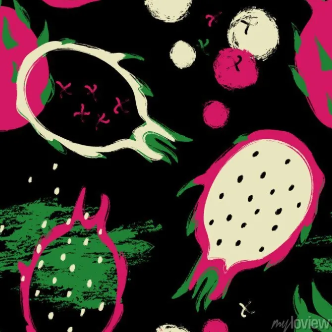 Tapeta: Pędzel grunge dragon fruit seamless pattern.
