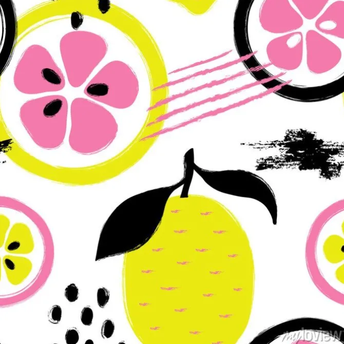 Tapeta: Pędzel grunge wzór cytryny.