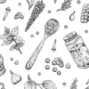Tapeta: Pepper salt pattern. vector food illustration. sketch spice seamless