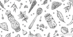 Tapeta: Pepper salt pattern. vector food illustration. sketch spice seamless