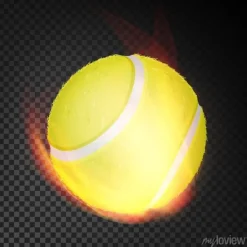 Tapeta: Piłka tenisowa w ogniu wektor realistyczny. płonąca piłka tenisowa.