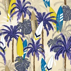 Tapeta: Piękna bezszwowa ręka rysuje tropikalnego wzór z drzewkiem palmowym,