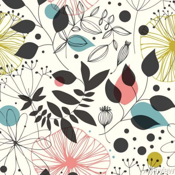 Tapeta: Piękna fantazja bezszwowe wzór. dekoracyjne tło wektor z kwiatów