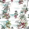Tapeta: Piękny bezszwowy wyspa wzór na białym tle. krajobraz z palmami,