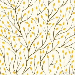 Tapeta: Piękny bezszwowy wzór z gałąź i jesień żółtymi liśćmi.