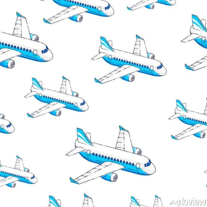Tapeta: Planes seamless background, airlines air travel concept, vector