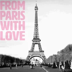 Tapeta: Pozdrowienia z paryża - romantyczną kartkę z różowym cytatem