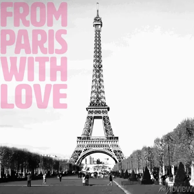 Tapeta: Pozdrowienia z paryża - romantyczną kartkę z różowym cytatem