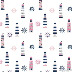 Tapeta: Prosty minimalny wzór wektora z latarniami i sterem w kolorach