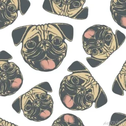 Tapeta: Pug pies wektor szwu ilustracji