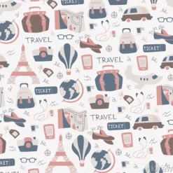 Tapeta: Rę cznie rysowane travel bezszwowych wzã³r.