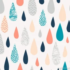 Tapeta: Raindrops hand drawn color vector seamless pattern. multicolor