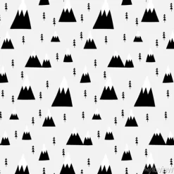 Tapeta: Rączka rysowane lasu i wzorzec górski.