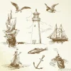 Tapeta: Ręcznie rysowane elementy morskich