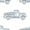Tapeta: Ręcznie rysowane grawerowane retro vintage pickupa bez szwu wzór.