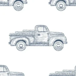 Tapeta: Ręcznie rysowane grawerowane retro vintage pickupa bez szwu wzór.