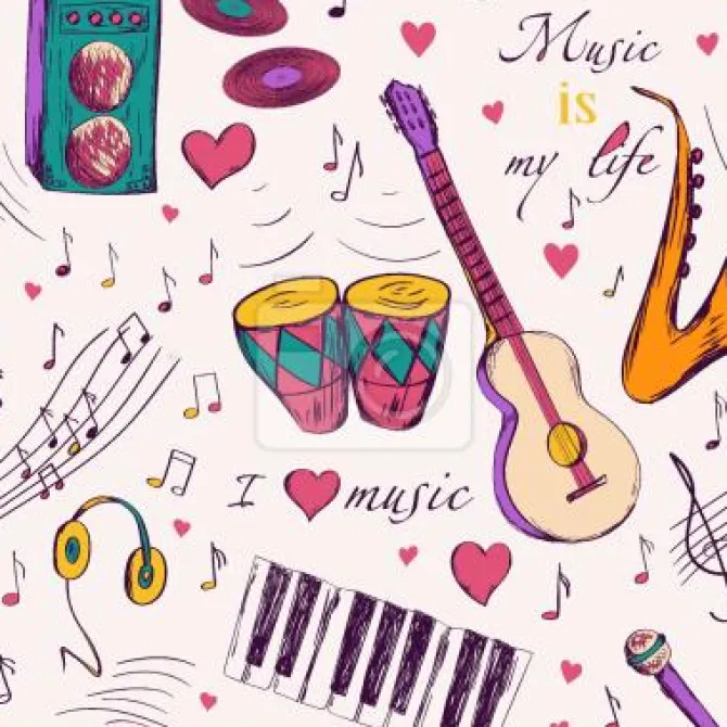 Tapeta: Ręcznie rysowane instrumenty muzyczne