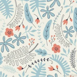 Tapeta: Ręcznie rysowane wzór z tropikalnych liści i kwiatów. idealny