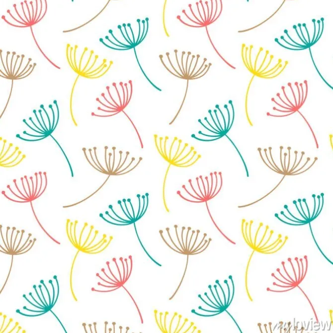 Tapeta: Ręcznie rysowane wzór z ozdobny nasiona mniszka lekarskiego.