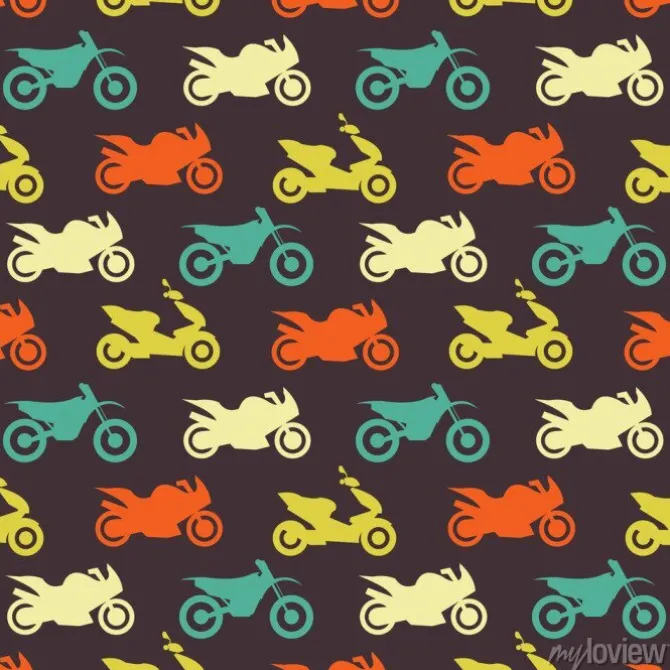 Tapeta: Retro motocykl bez szwu wzór