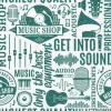 Tapeta: Retro stylem typograficzny wektor szwu wzór sklep muzyczny
