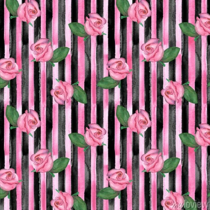 Tapeta: Różowa róża pąki bezszwowe wzór