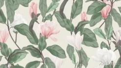 Tapeta: Różowe i białe kwiaty magnolii wśród liści