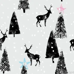 Tapeta: Rysowane ręcznie zimowy las modny wzór