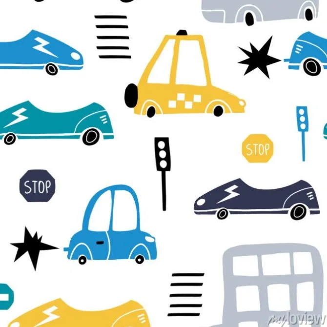 Tapeta: Rysunkowe autka dla chłopca