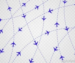 Tapeta: Samolot jest w linii kropkowanej. punkt trasy jest na wycieczkę