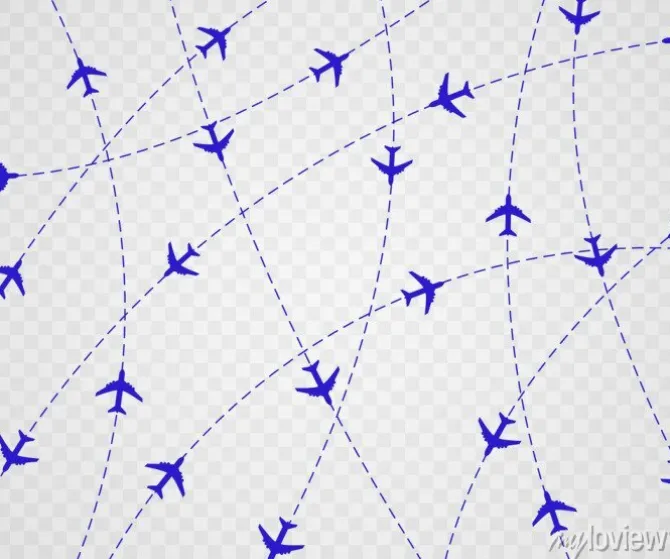 Tapeta: Samolot jest w linii kropkowanej. punkt trasy jest na wycieczkę