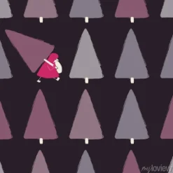 Tapeta: Santa stealing christmas tree seamless pattern.