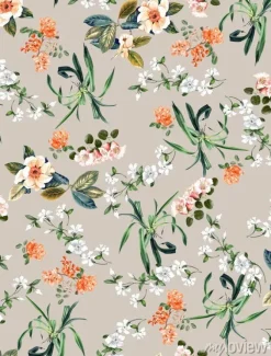 Tapeta: Seamless botanical flowers pattern, floral print.