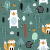 Tapeta: Seamless childish pattern with cute bear, fox, hedgehogs in the