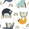 Tapeta: Seamless childish pattern with funny sloths on rainbows. creative