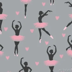 Tapeta: Seamless dancing ballerinas pattern. vector illustration of dancing