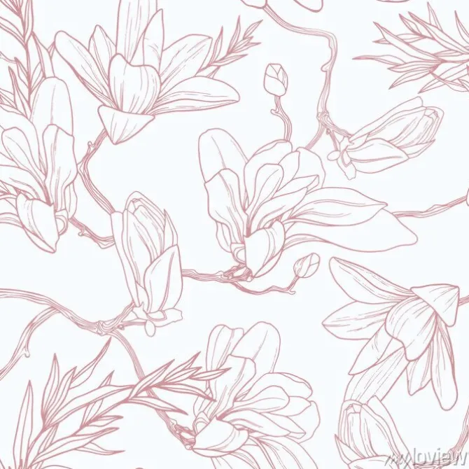 Tapeta: Seamless floral vector pattern with magnolia.