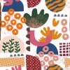 Tapeta: Seamless pattern abstract shapes collage pink orange green blue