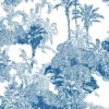 Tapeta: Seamless pattern blue and white cobalt tropical jungles with
