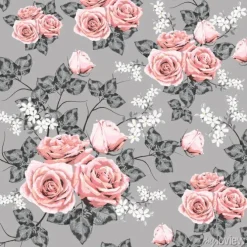 Tapeta: Seamless pattern beautiful pink rose vintage flowers on abstract